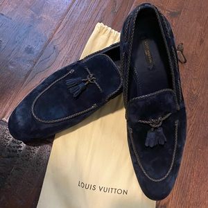 Men’s Authentic Louis Vuitton loafers with braided leather trim